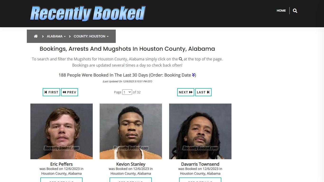 Bookings, Arrests and Mugshots in Houston County, Alabama - Recently Booked